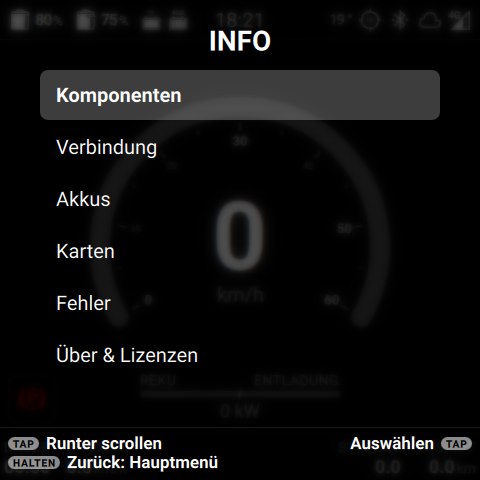Das Info-Menü auf dem Tacho