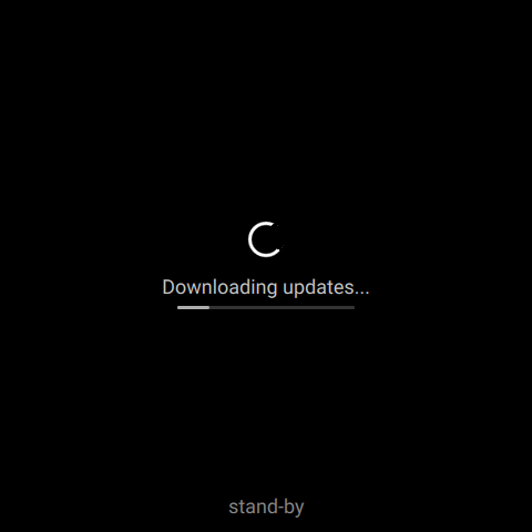 Vollbild-Lade-Bildschirm im Standby während ein Update heruntergeladen wird