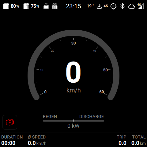 Status bar with the OTA icon and the download percentage at the top right