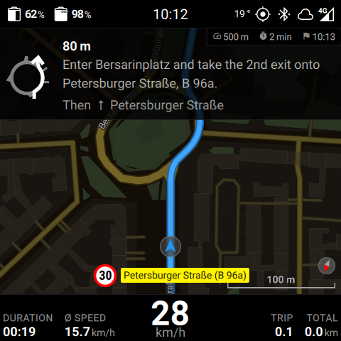 Heading-up 2D navigation with an active route