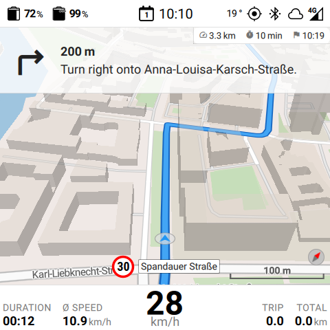 Light navigation map with the date-and-time clock style
