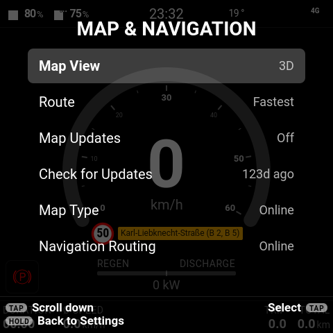 The Map and Navigation settings